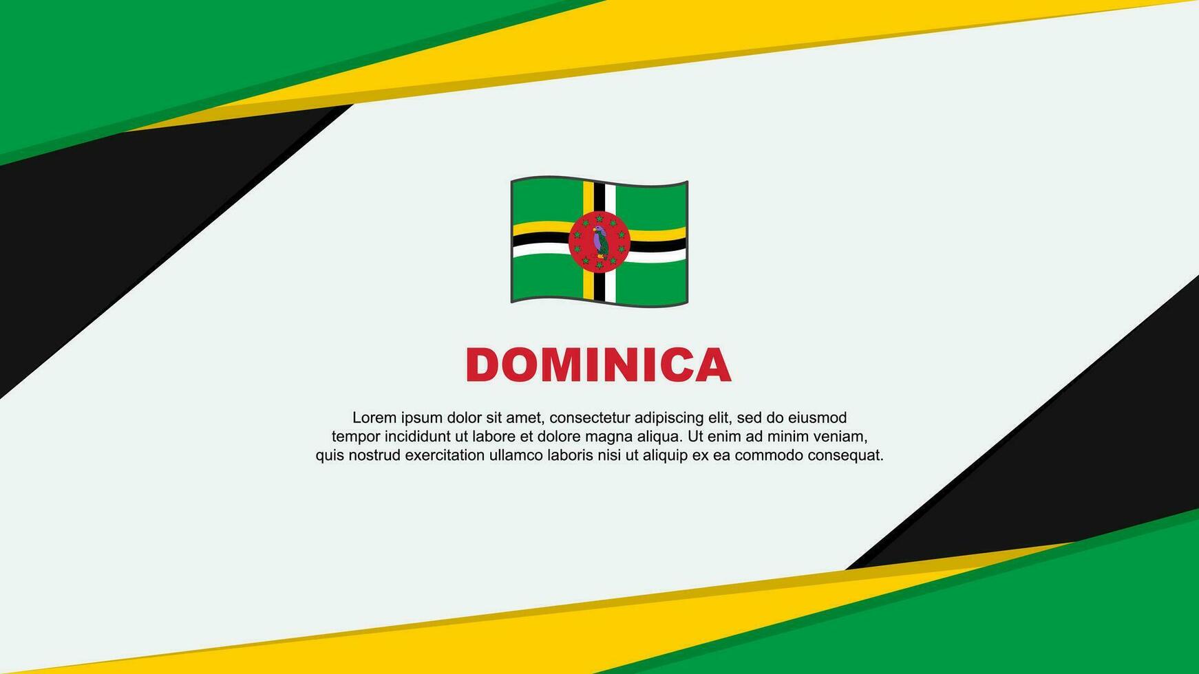 dominica flagga abstrakt bakgrund design mall. dominica oberoende dag baner tecknad serie vektor illustration. dominica