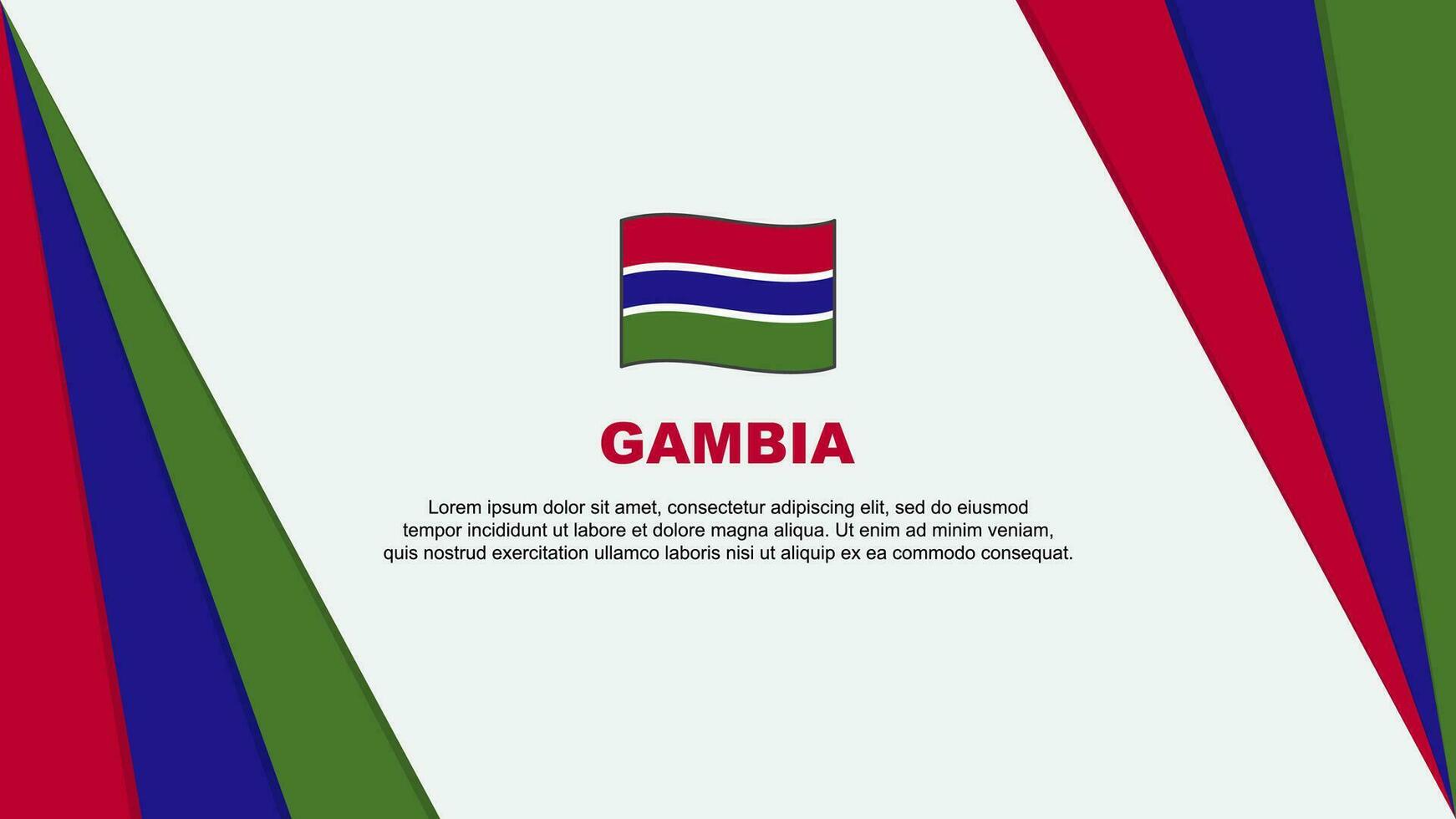 Gambia Flagge abstrakt Hintergrund Design Vorlage. Gambia Unabhängigkeit Tag Banner Karikatur Vektor Illustration. Gambia Flagge