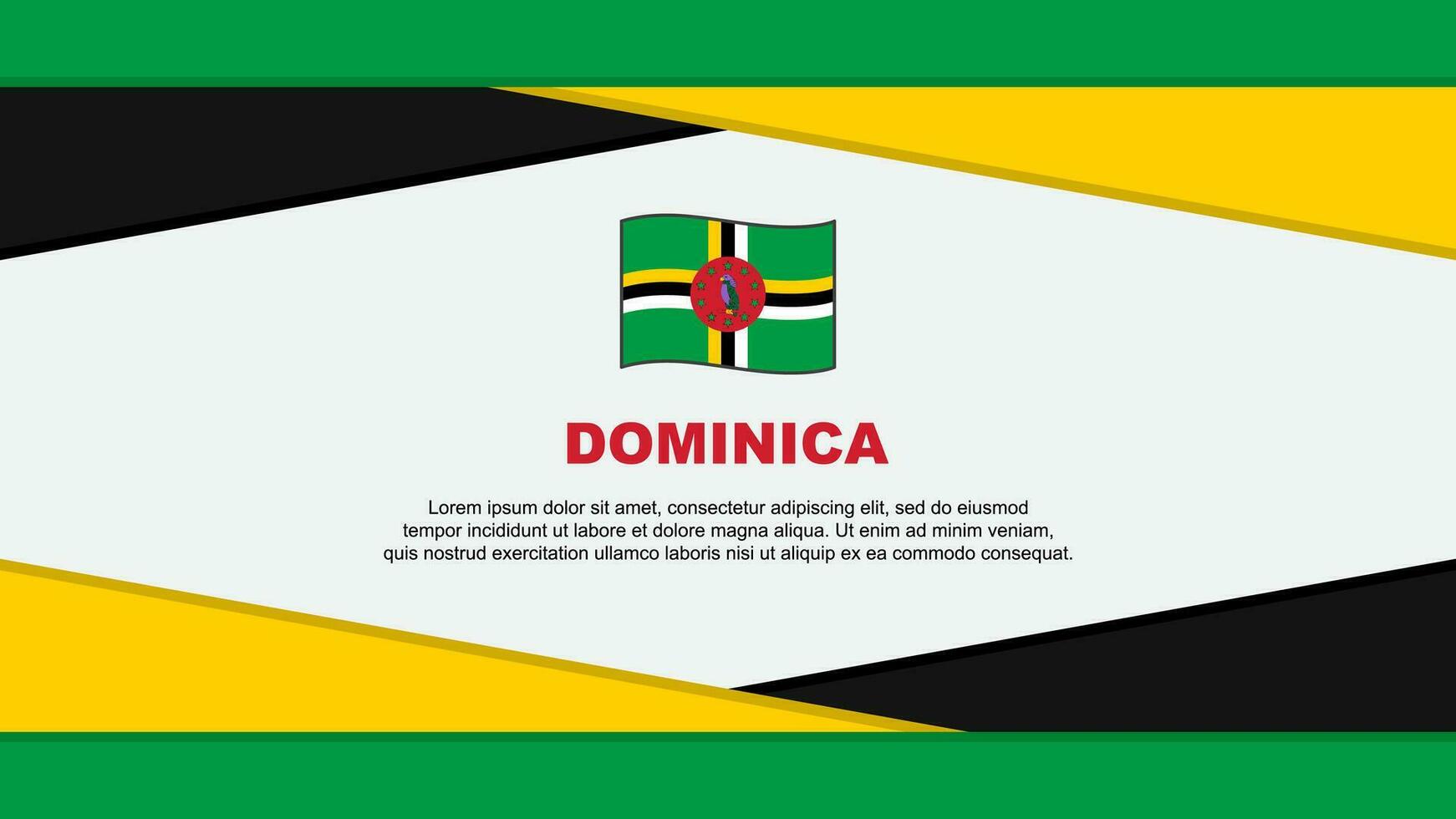 Dominica Flagge abstrakt Hintergrund Design Vorlage. Dominica Unabhängigkeit Tag Banner Karikatur Vektor Illustration. Dominica Vektor