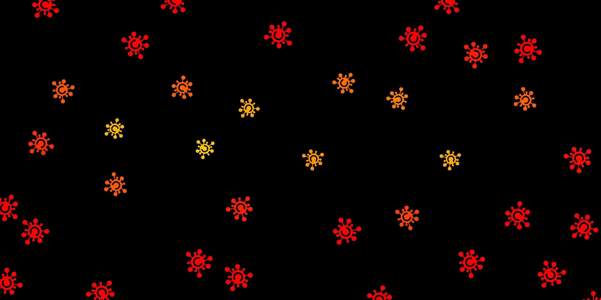 dunkeloranger Vektorhintergrund mit Virensymbolen. vektor