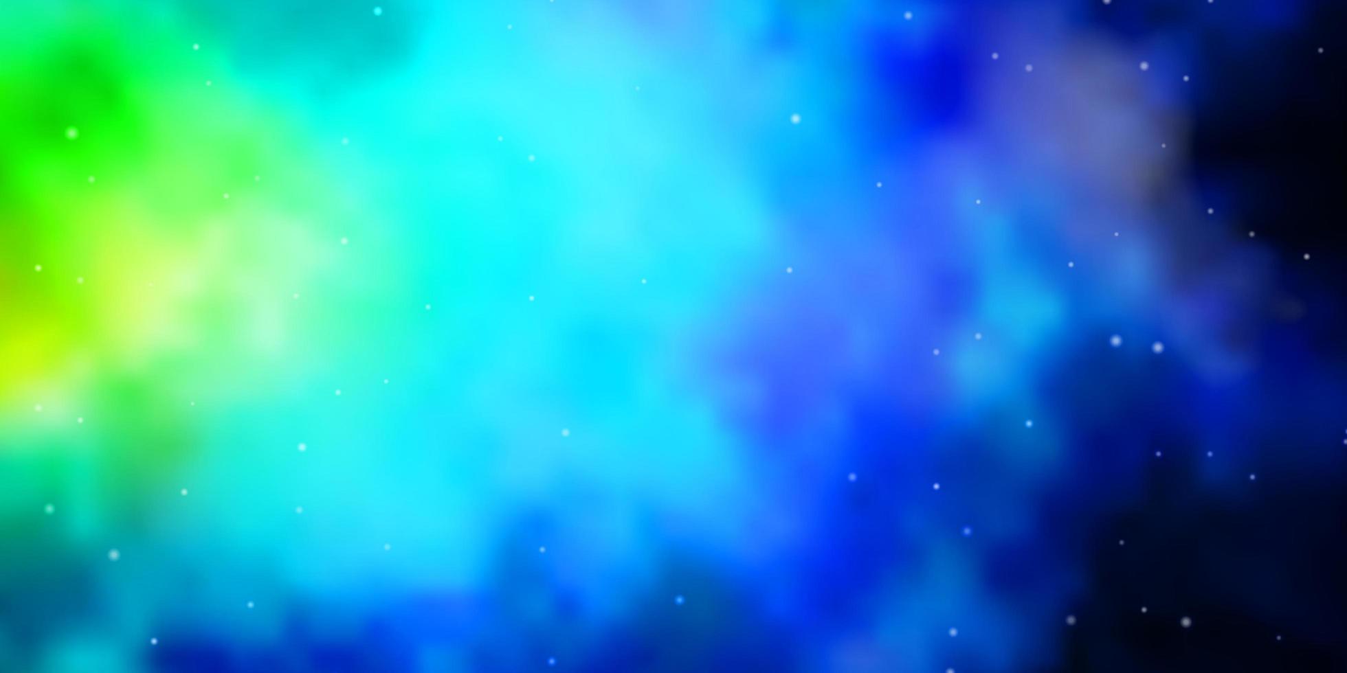 hellblauer, grüner Vektorhintergrund mit kleinen und großen Sternen. vektor