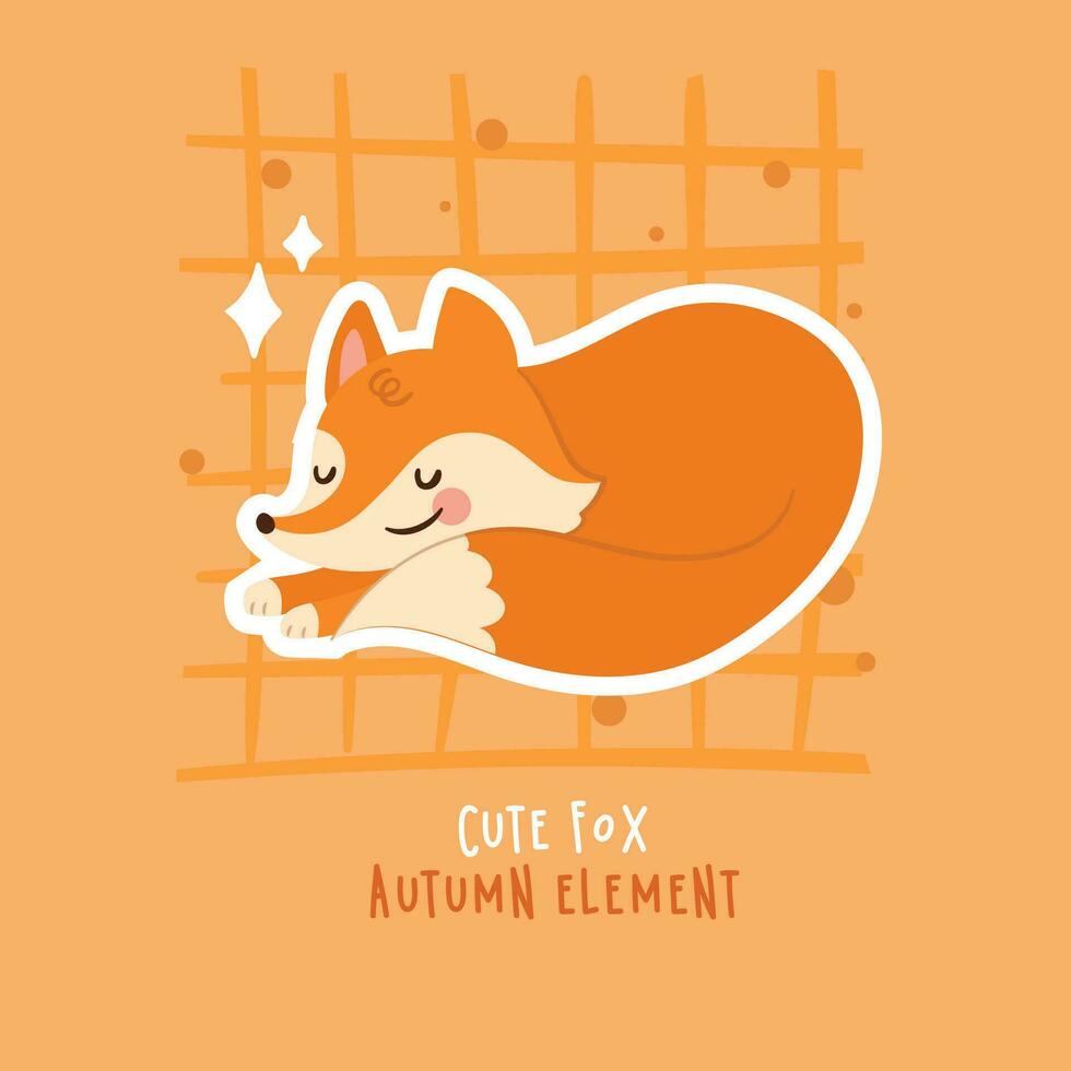 süß Schlafen Fuchs im Herbst Hand gezeichnet Illustration vektor