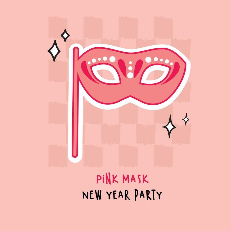 Illustration von ein Rosa Maske zum Neu Jahr Party vektor