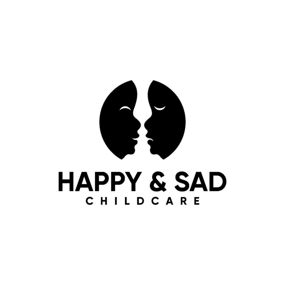 Illustration von glücklich und traurig Kind Logo vektor