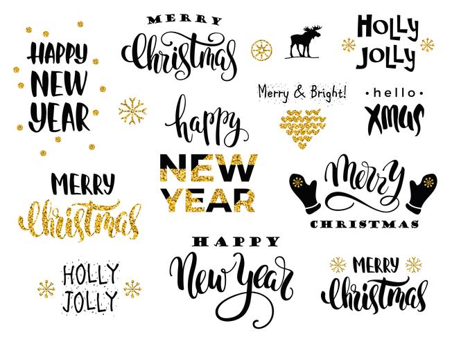 Frohe Weihnachten und ein glückliches Neues Jahr. Vektor-Schriftzug-Kalligraphie vektor