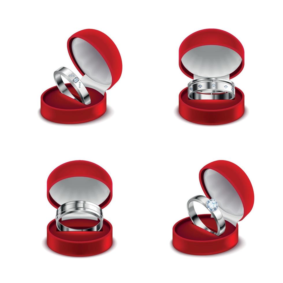 Ringe Schmuck realistische Set-Vektor-Illustration vektor