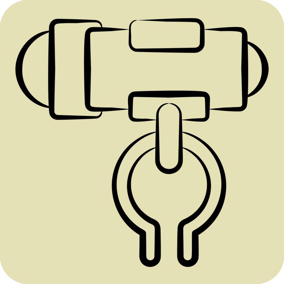 Symbol Taschenlampe verbunden zu Fahrrad Symbol. Hand gezeichnet Stil. einfach Design editierbar. einfach Illustration vektor