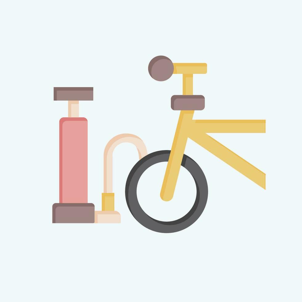 Symbol Luft Pumpe verbunden zu Fahrrad Symbol. eben Stil. einfach Design editierbar. einfach Illustration vektor