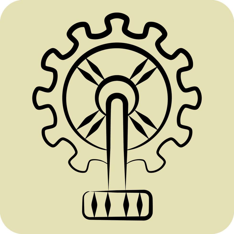 ikon redskap hjul relaterad till cykel symbol. hand dragen stil. enkel design redigerbar. enkel illustration vektor