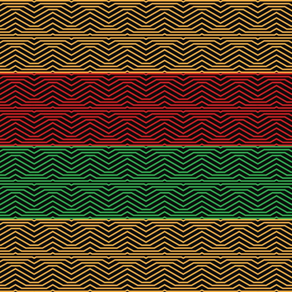 schwarz Geschichte Monat, 19. Juni abstrakt Kwanzaa Muster mit Zickzack- Linien im traditionell afrikanisch Farben vektor