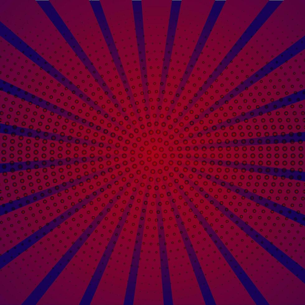 retro Pop Kunst Stil Halbton Sunburst Hintergrund vektor