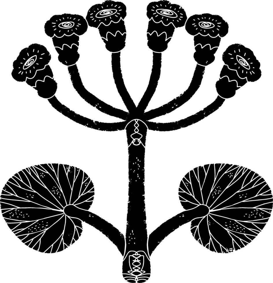 en svart och vit teckning av en växt med blommor vektor