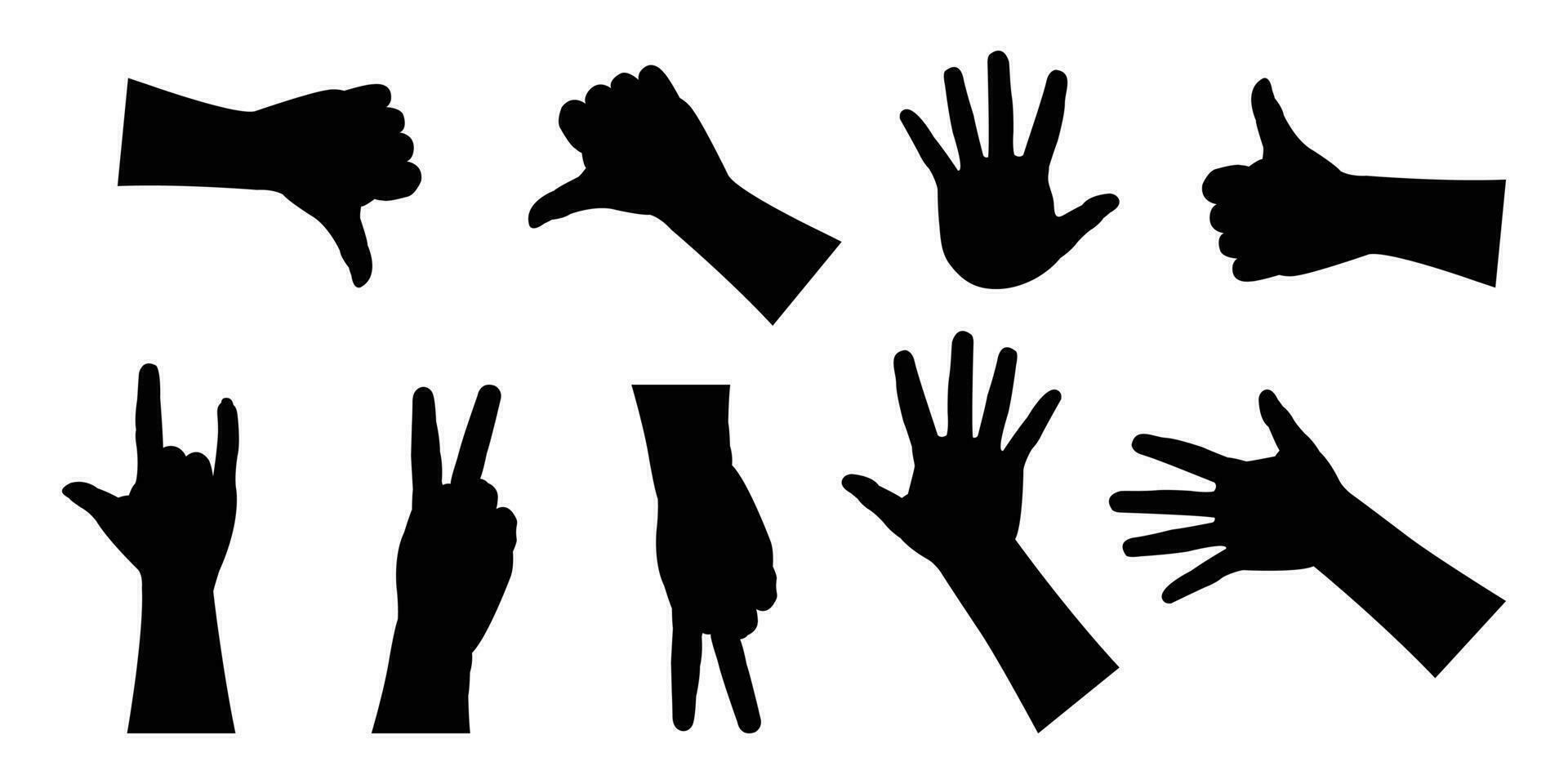 silhuett händer utgör samling . vektor illustration.