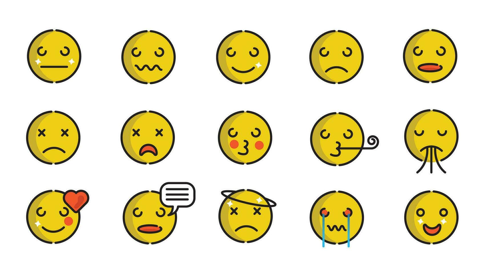 emoji ikon packa full färger. vektor