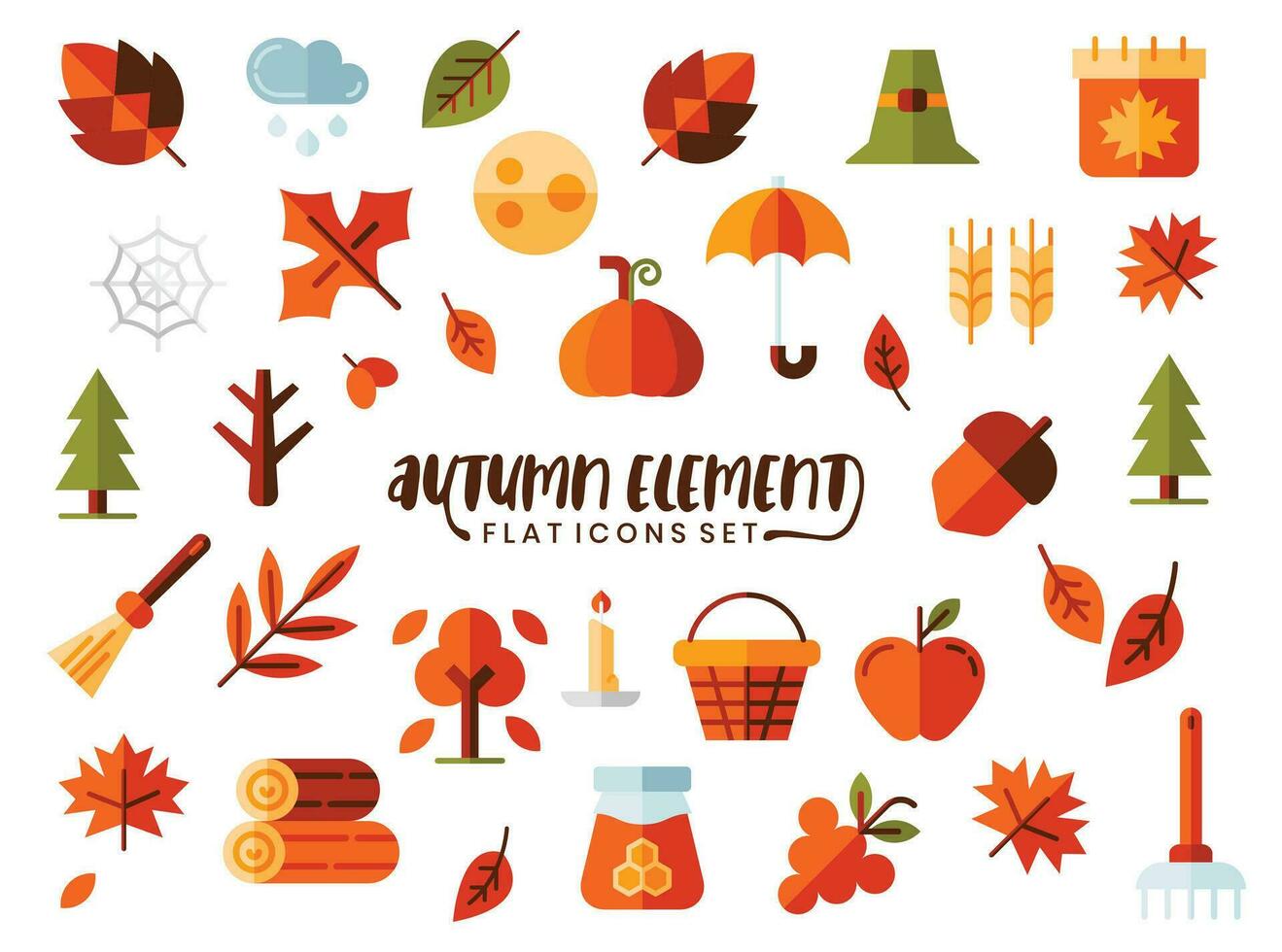 eben Symbole Herbst Jahreszeit .Die Element Sammlung beinhaltet Sein benutzt im Sozial Medien Beiträge, Banner, Netz Design, App Design, und mehr. vektor