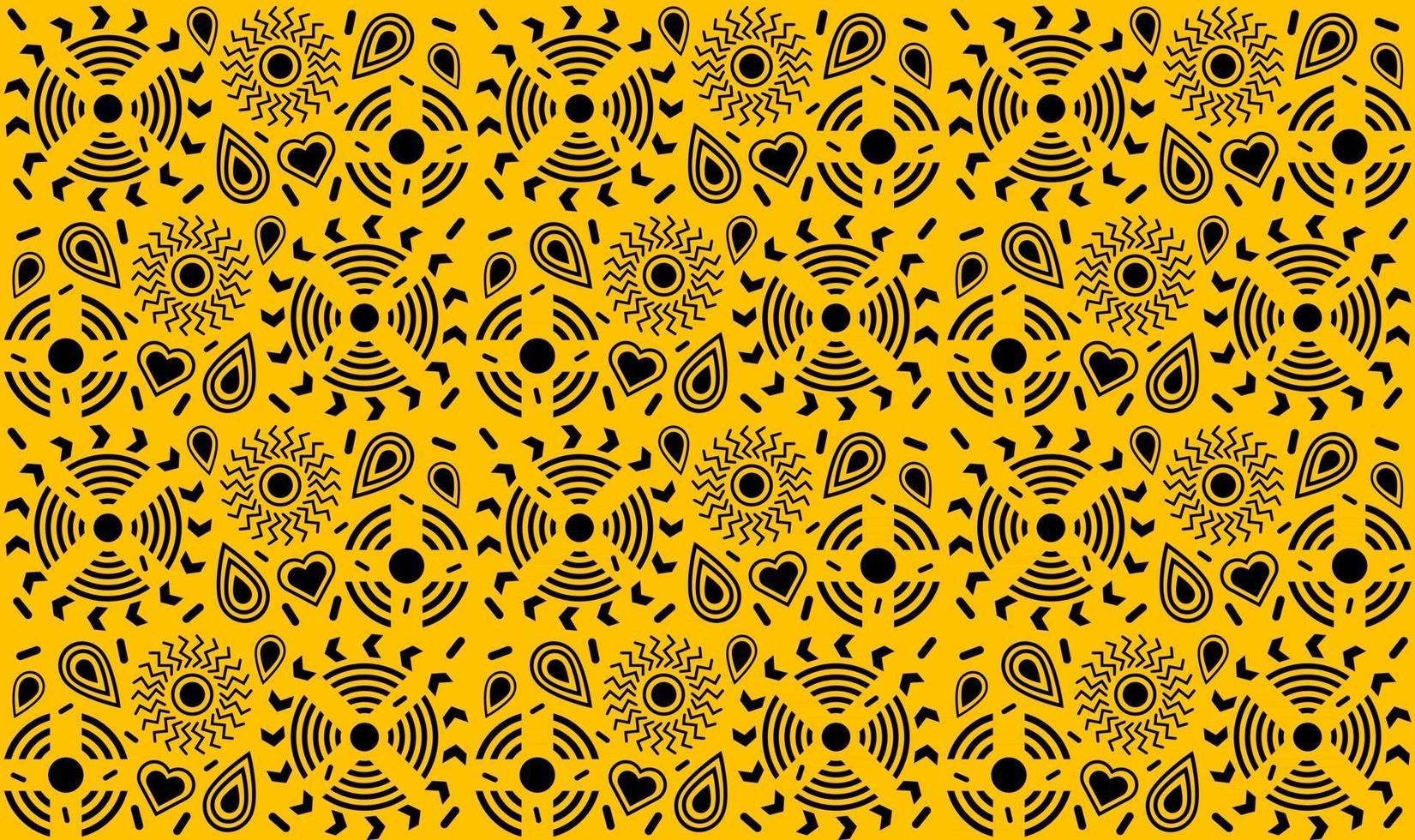Vektor abstrakter Hintergrund mit gelben Kreisen, Tropfen, Herzen, Blumen