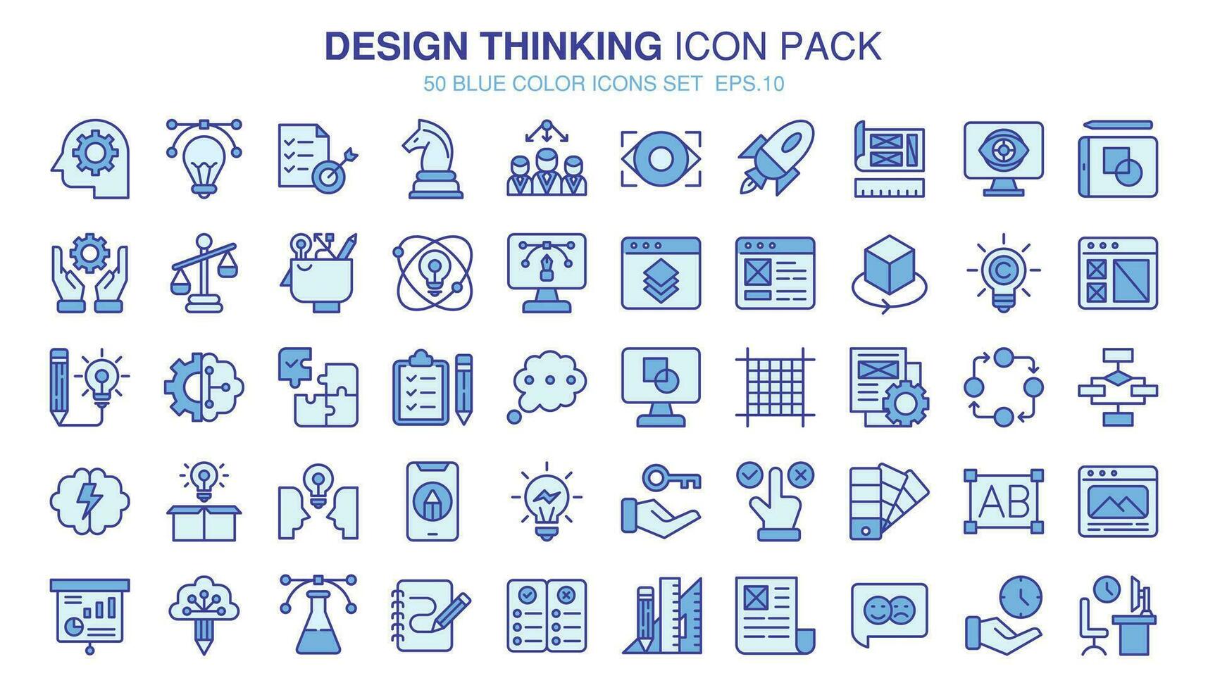 ein einstellen Pack Design Denken von Blau Farbe Stil. das Sammlung beinhaltet von Geschäft Entwicklungen, Programmierung , Netz Design, App Design und mehr. vektor