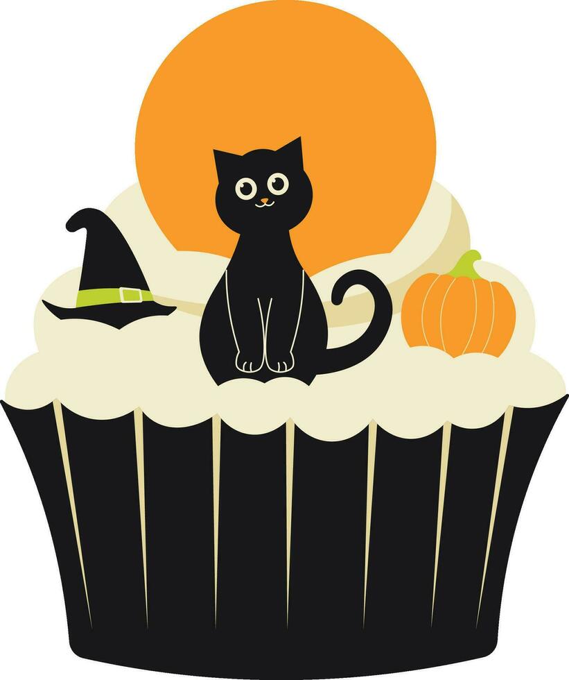 svart katt halloween muffins illustration vektor