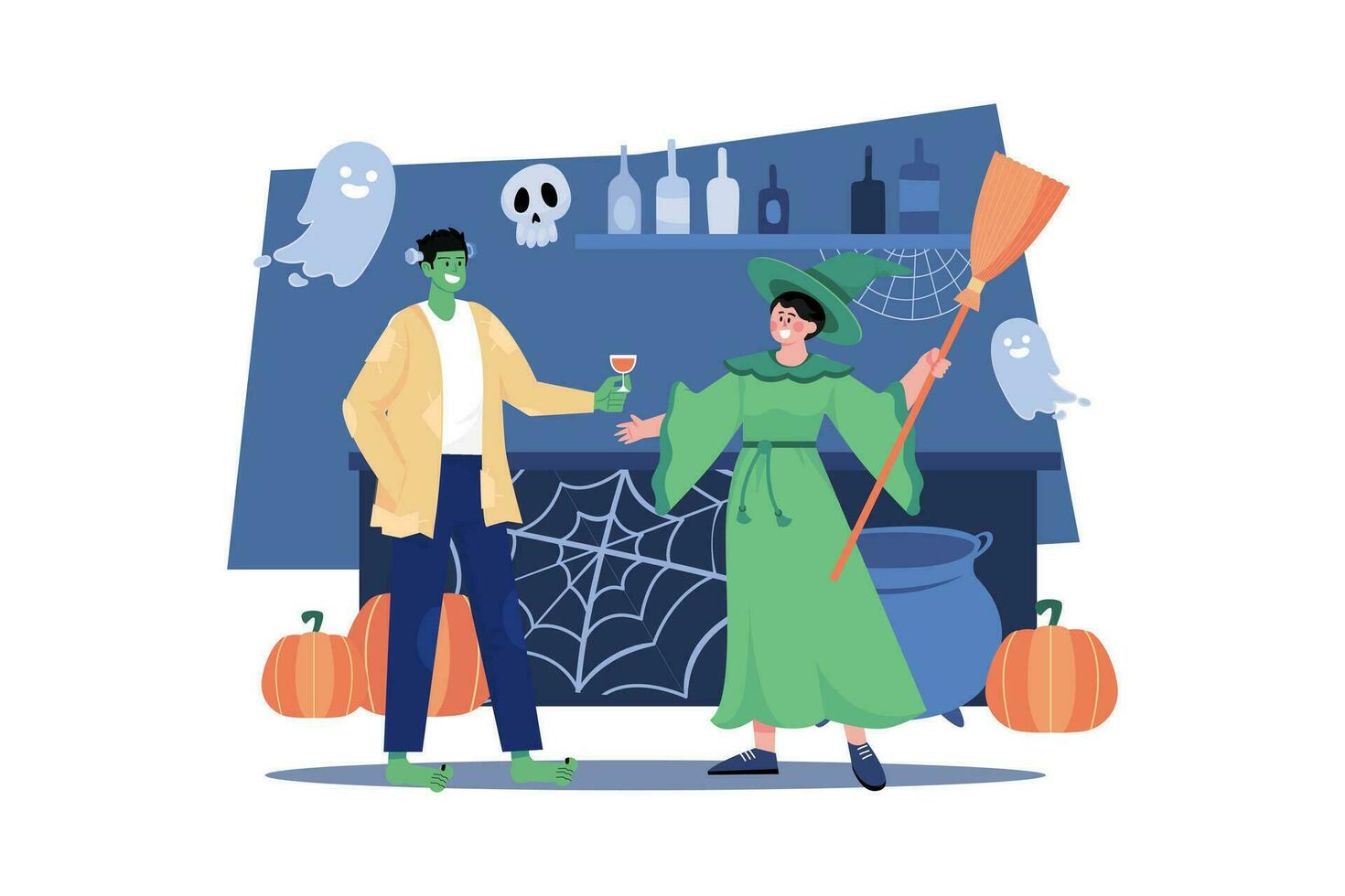 Lycklig halloween illustration begrepp på vit bakgrund vektor