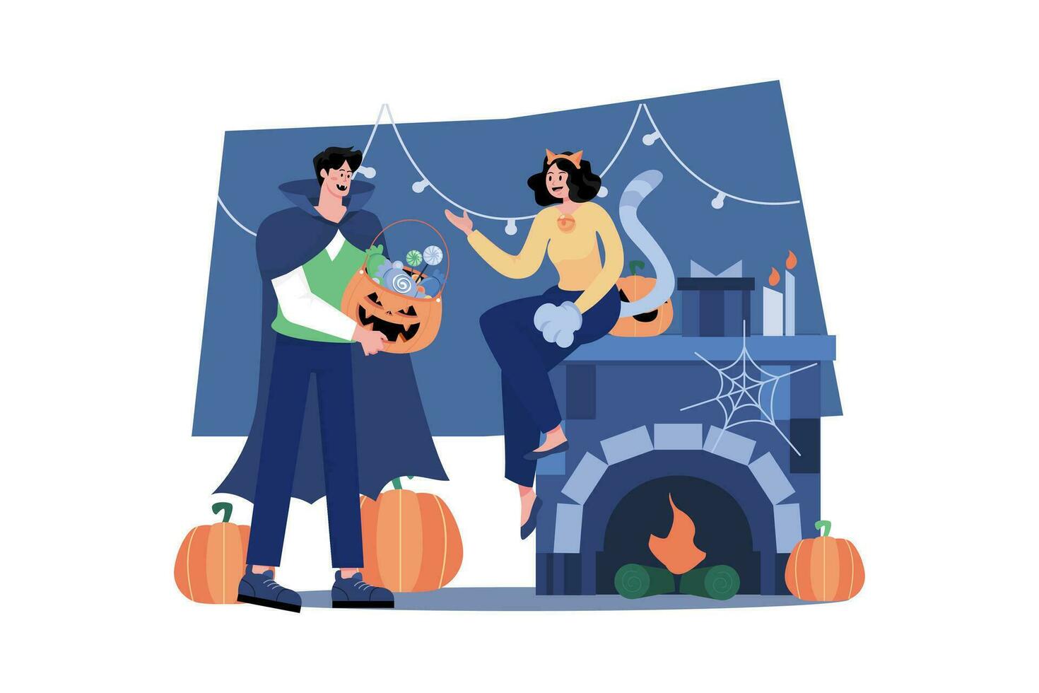 Lycklig halloween illustration begrepp på vit bakgrund vektor