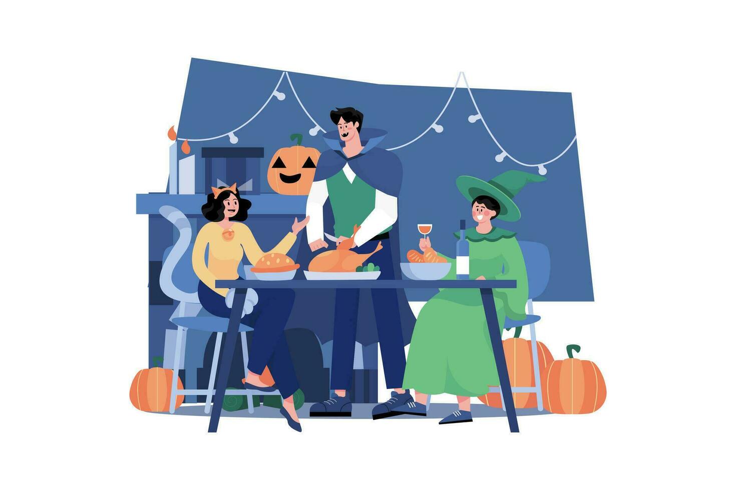 Lycklig halloween illustration begrepp på vit bakgrund vektor