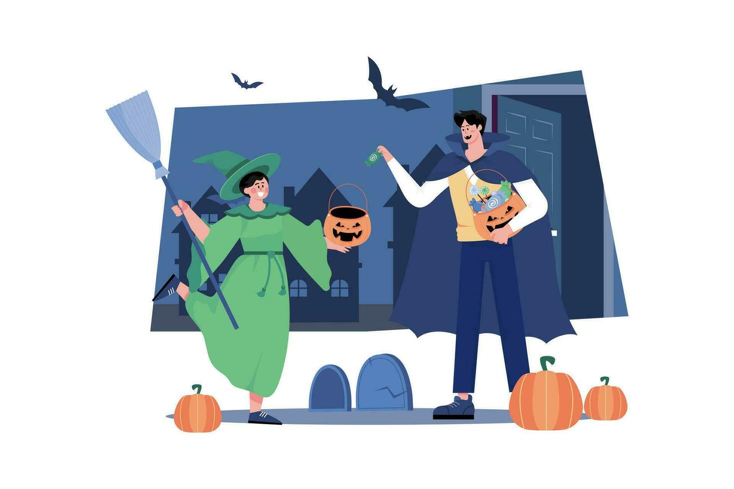 Lycklig halloween illustration begrepp på vit bakgrund vektor