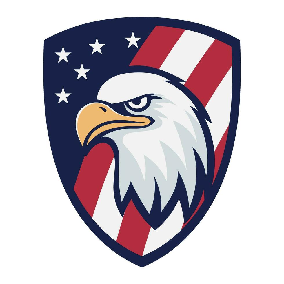 Adler Kopf mit amerikanisch Flagge Abzeichen vektor