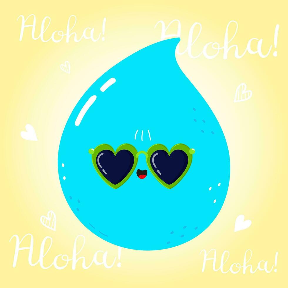 Wasser fallen Charakter. Vektor Hand gezeichnet Karikatur kawaii Charakter Illustration Symbol. isoliert auf Gelb Hintergrund. Wasser fallen Charakter Konzept. Aloha Karte