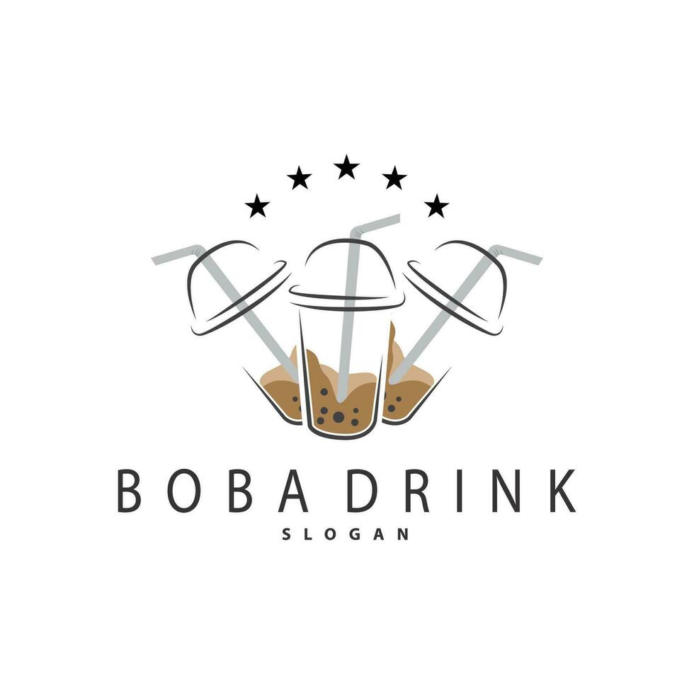 Boba trinken Logo, Milch Tee süß Boba Perle Gelee trinken Blase Vektor einfach minimalistisch Design