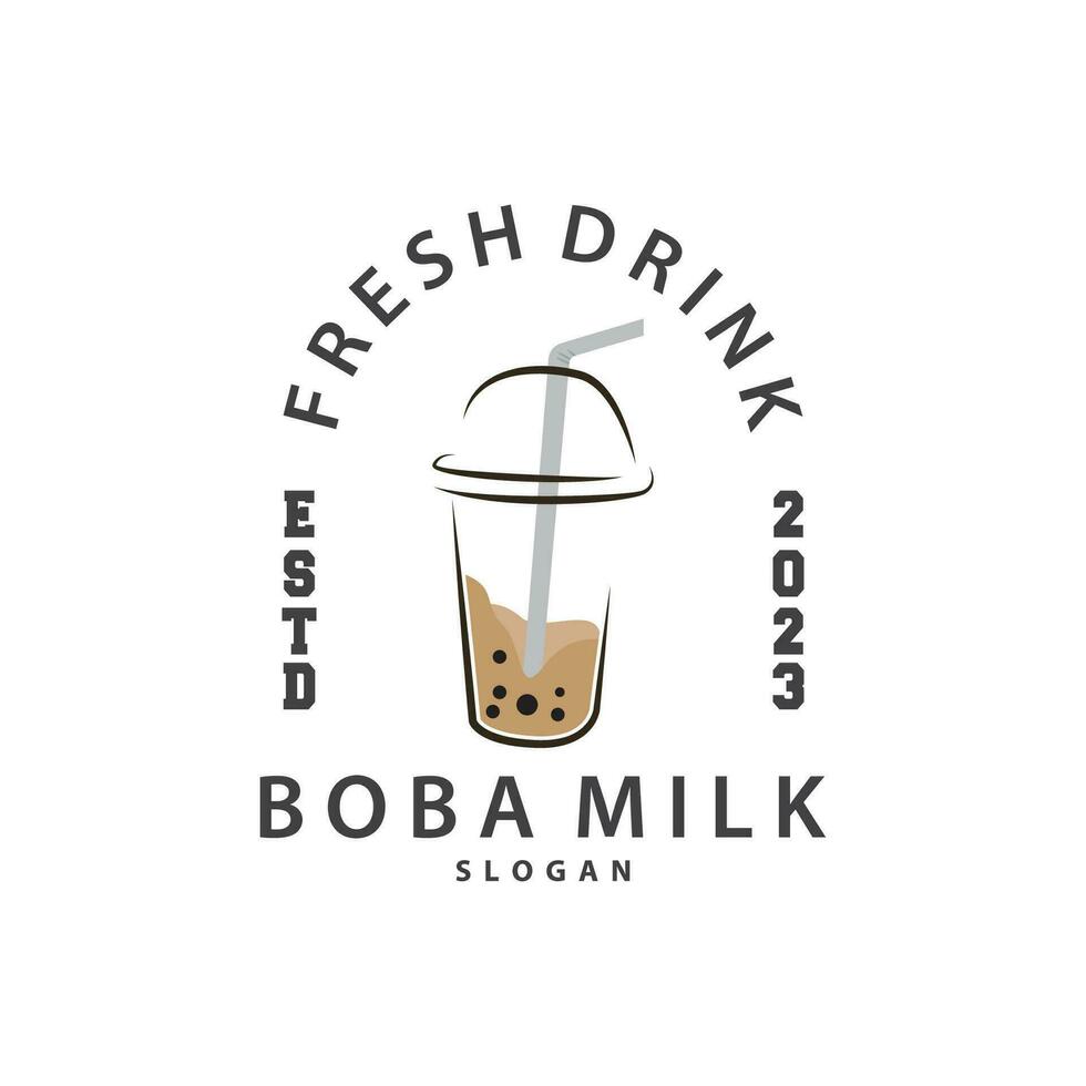 Boba trinken Logo, Milch Tee süß Boba Perle Gelee trinken Blase Vektor einfach minimalistisch Design