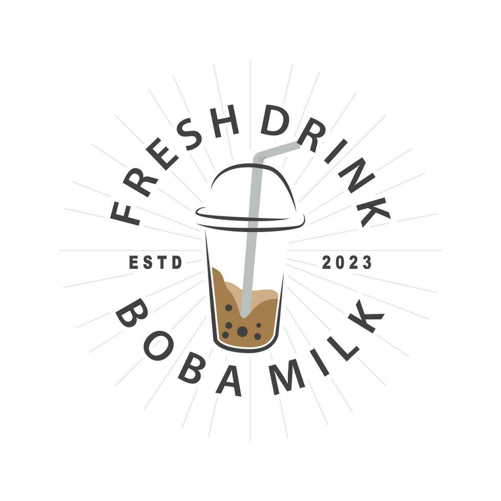 boba dryck logotyp, mjölk te söt boba pärla gelé dryck bubbla vektor enkel minimalistisk design