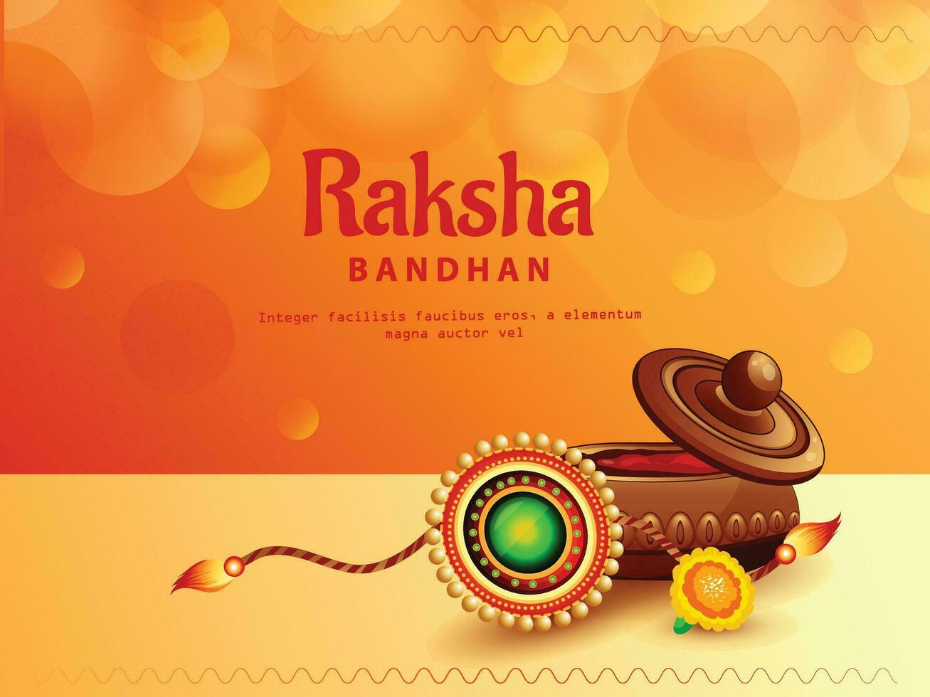 dekoriert Rakhi zum indisch Festival von Bruder und Schwester Verbindung Feier Raksha Bandhan Vorlage Design mit nett Illustration im ein kreativ Hintergrund Vektor, Banner vektor