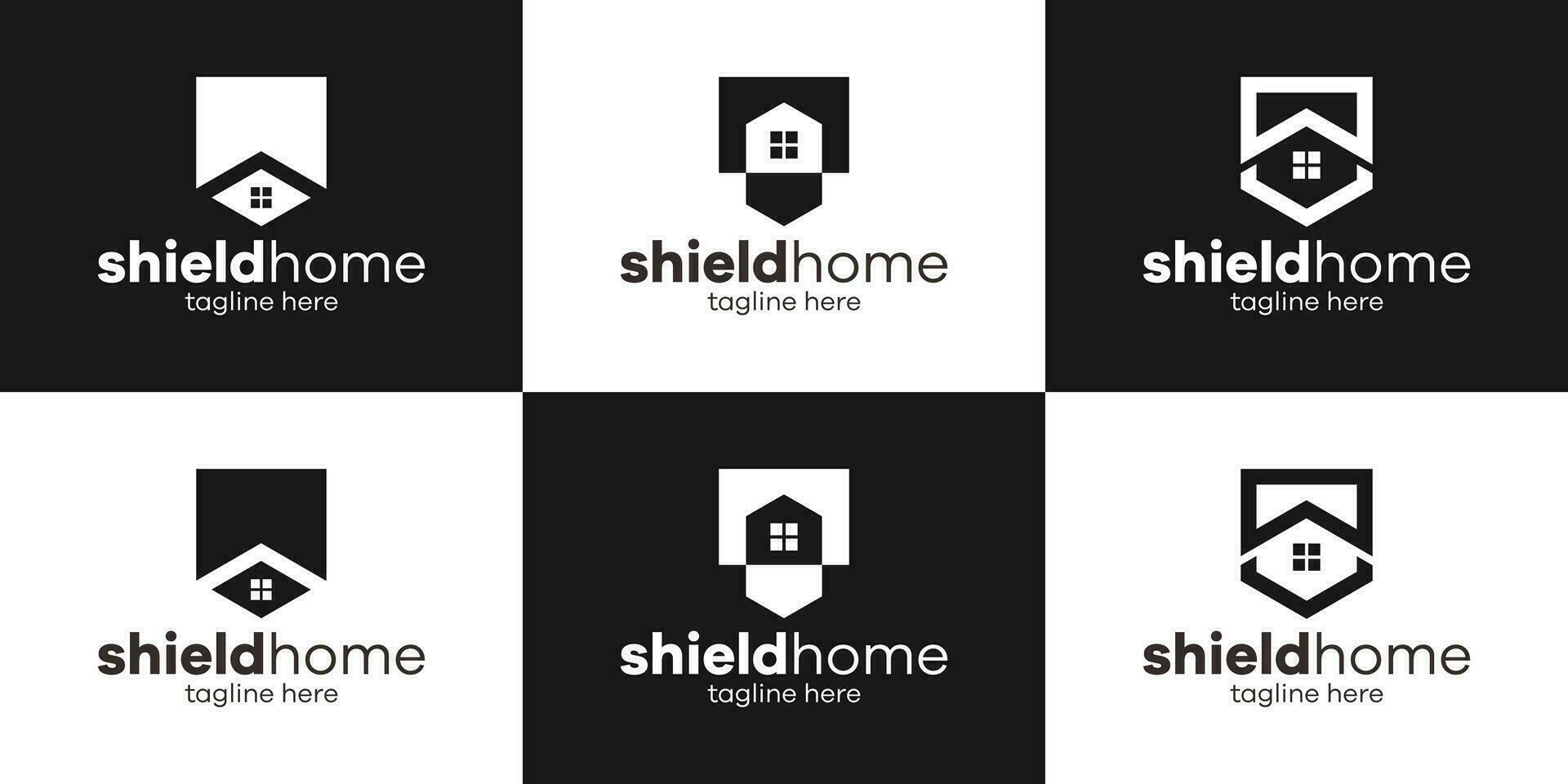 Schild und Zuhause Logo Design Symbol Vektor Illustration