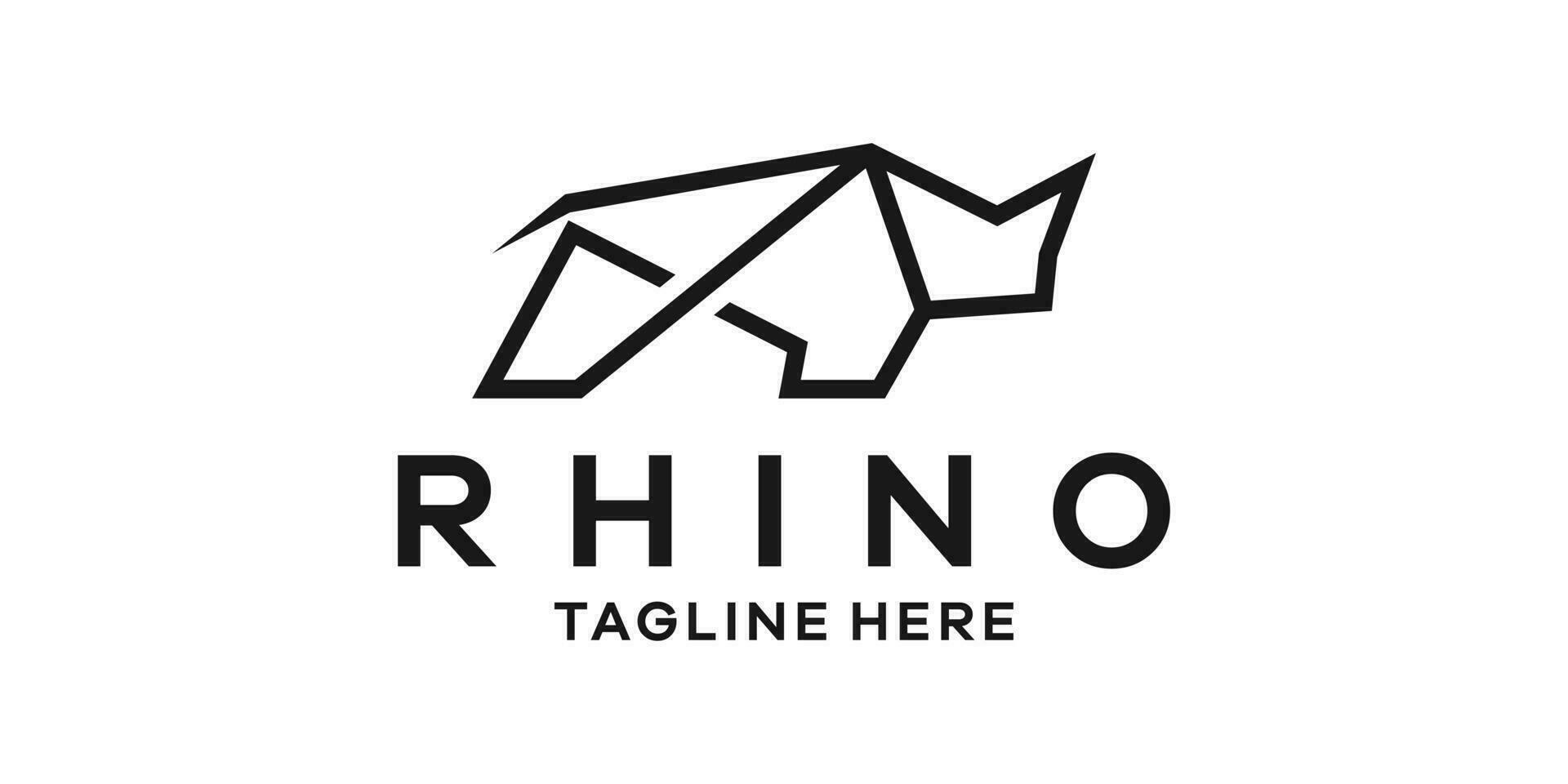 Nashorn Logo Linie Symbol Vektor Illustration