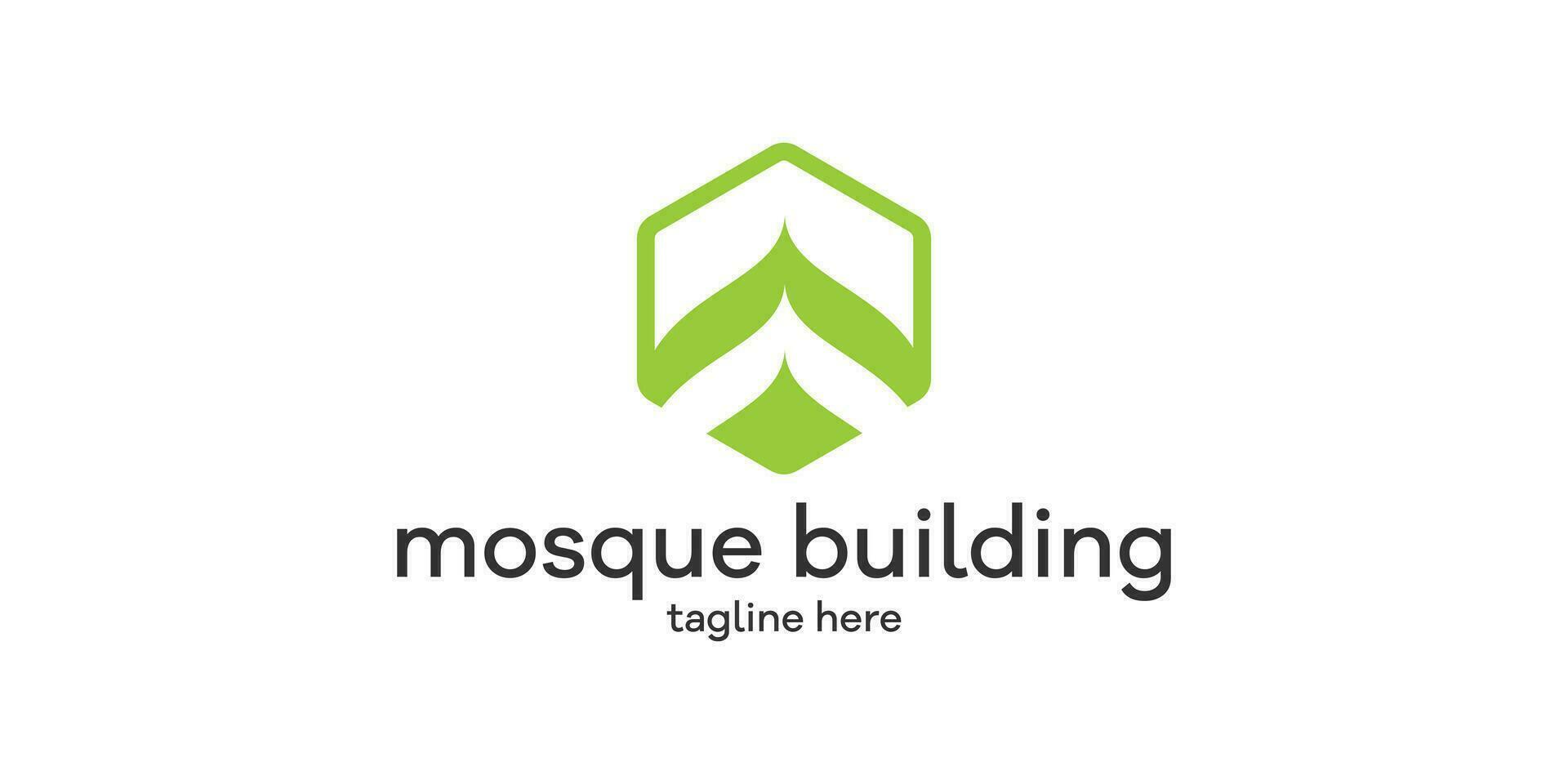 logotyp design för en moské byggnad tillverkad med hexagoner. vektor
