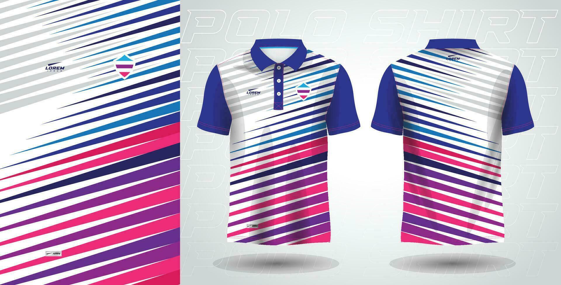 blå lila och rosa Färg polo sport skjorta jersey mall vektor