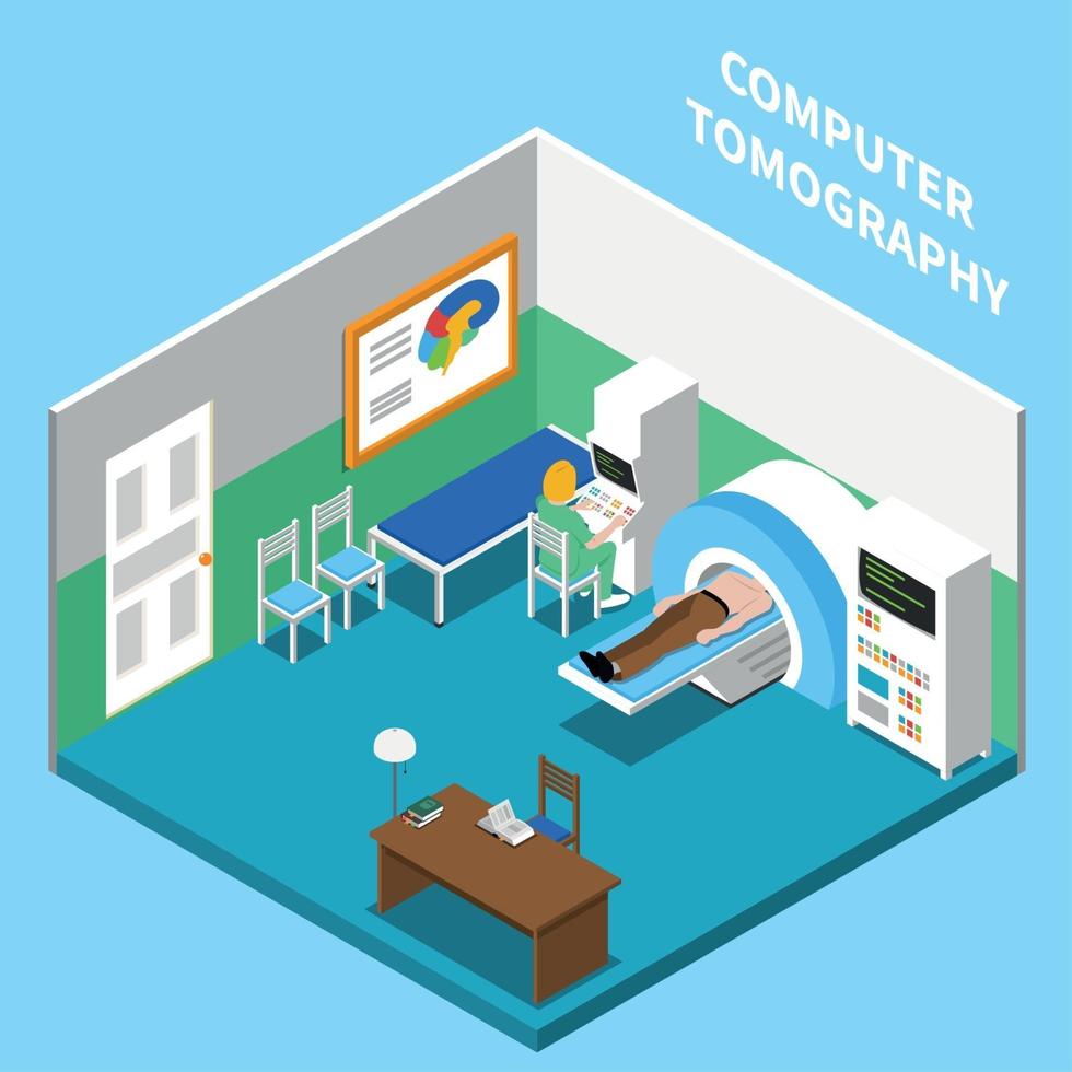 datortomografi isometrisk interiör vektorillustration vektor