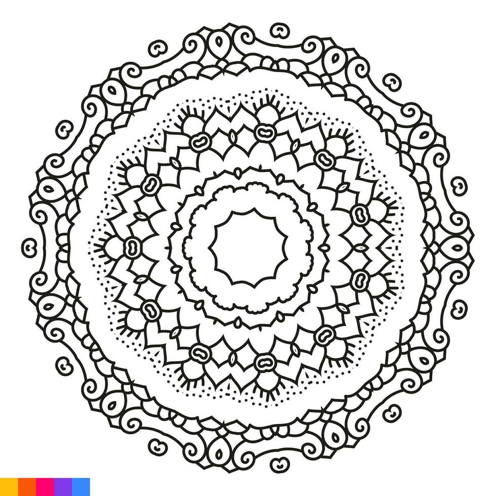 Mandala Kunst zum Färbung Buch. sauber dekorativ runden Ornament. orientalisch Muster, Vektor Illustration Färbung Buch Buchseite. kreisförmig Muster im bilden von Mandala zum Henna, mehndi, Tätowierung, Dekoration.