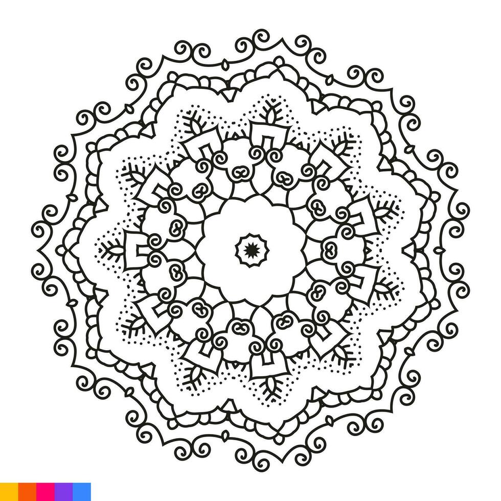 Mandala Kunst zum Färbung Buch. sauber dekorativ runden Ornament. orientalisch Muster, Vektor Illustration Färbung Buch Buchseite. kreisförmig Muster im bilden von Mandala zum Henna, mehndi, Tätowierung, Dekoration.