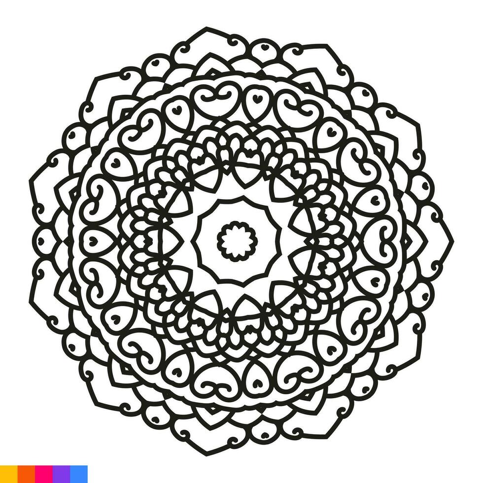 mandala konst för färg bok. rena dekorativ runda prydnad. orientalisk mönster, vektor illustration färg bok sida. cirkulär mönster i form av mandala för henna, mehndi, tatuering, dekoration.