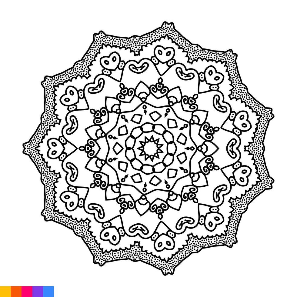 mandala konst för färg bok. rena dekorativ runda prydnad. orientalisk mönster, vektor illustration färg bok sida. cirkulär mönster i form av mandala för henna, mehndi, tatuering, dekoration.