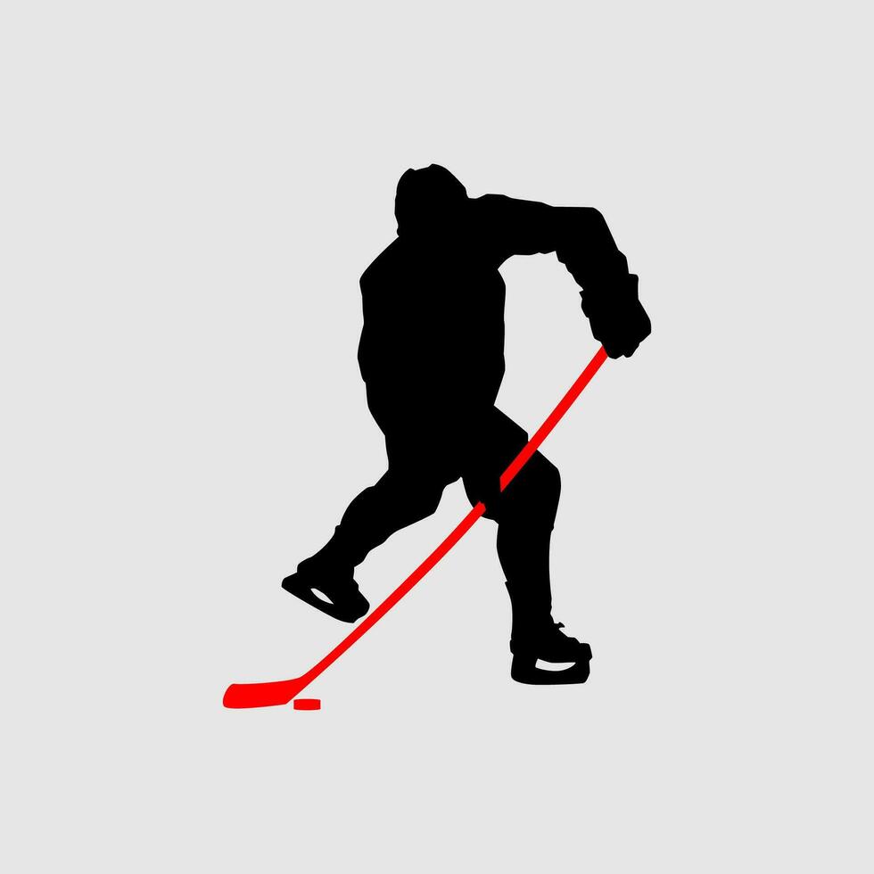 hög detaljer av is hockey silhuett. minimal symbol och logotyp av sport. passa för element design, bakgrund, baner, bakgrund, omslag, logotyp. isolerat på svart bakgrund. vektor eps 10