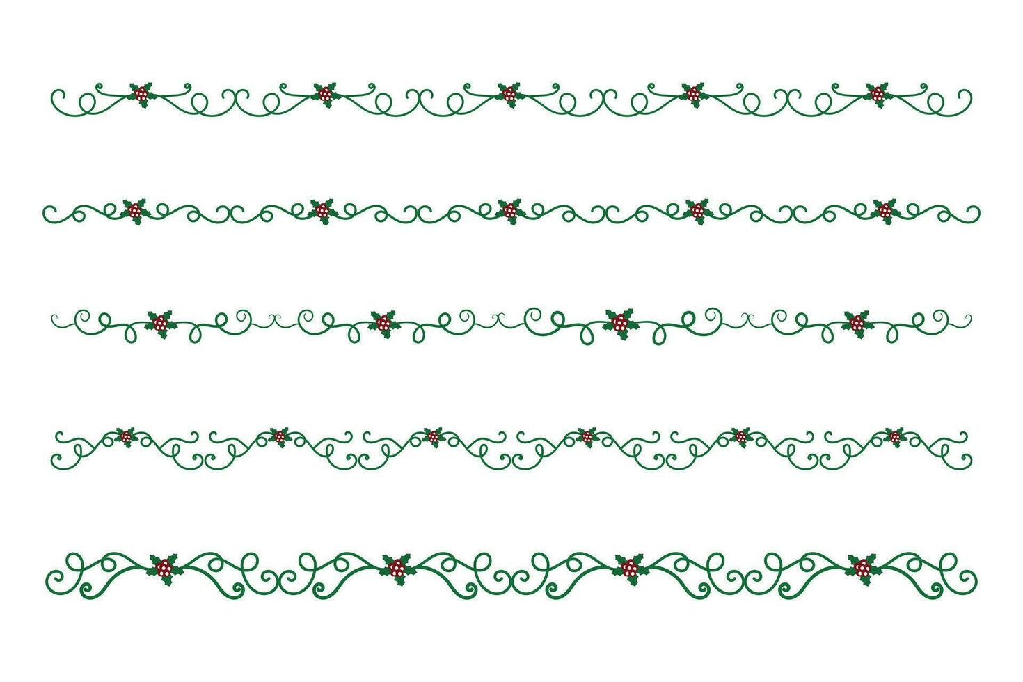 Weihnachten gedeiht wirbelt Teiler Linien dekorativ Elemente, Jahrgang Kalligraphie scrollen fröhlich Weihnachten Blau und rot Stechpalme Ornamente, Winter Stechpalme Überschriften Beschriftung Rand Seite Dekor Grün aufwendig vektor