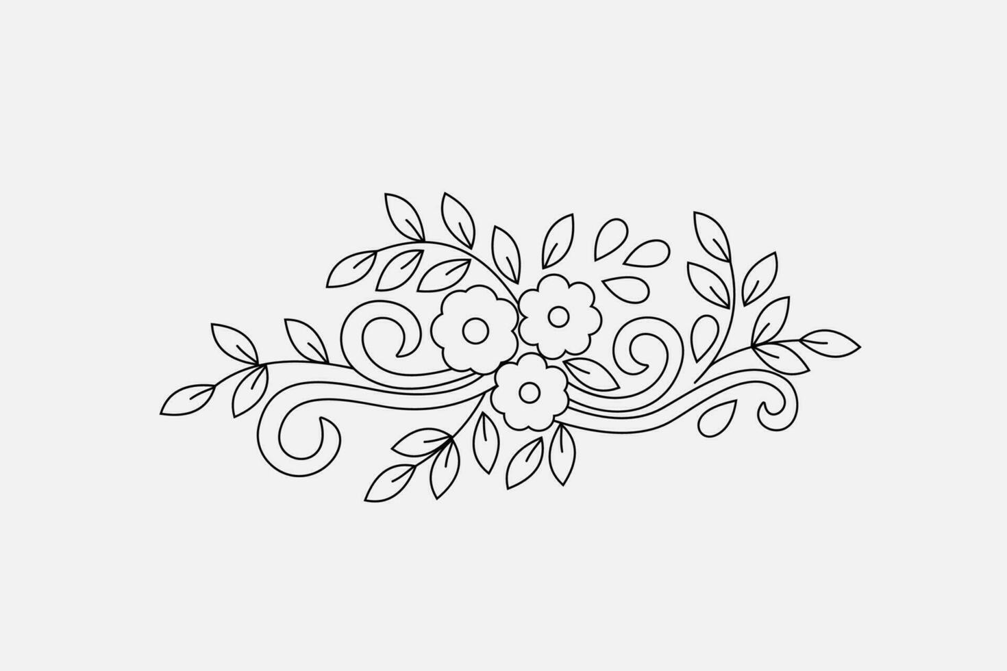 enkel svart översikt hand dragen blomma design element vektor