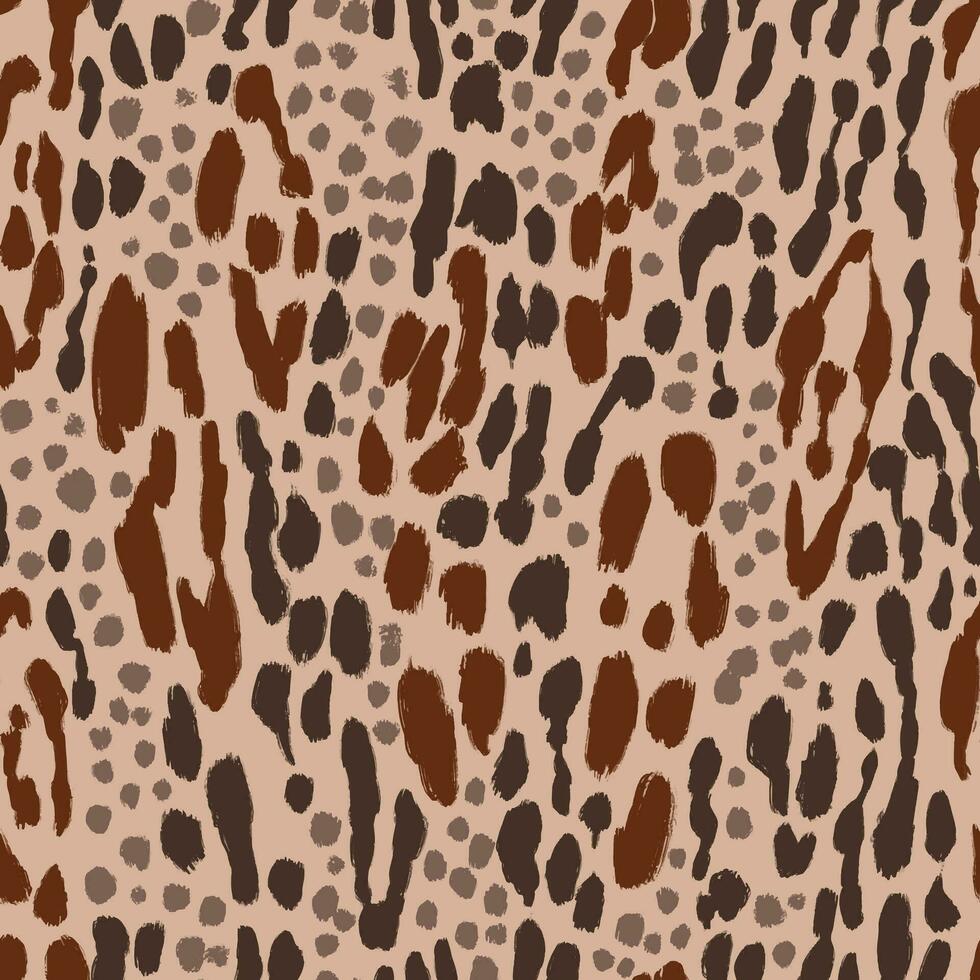 Tier mischen nahtlos Muster. Hand gezeichnet Leopard, Gepard, Jaguar Flecken. Beige und braun farbig tarnen Hintergrund vektor