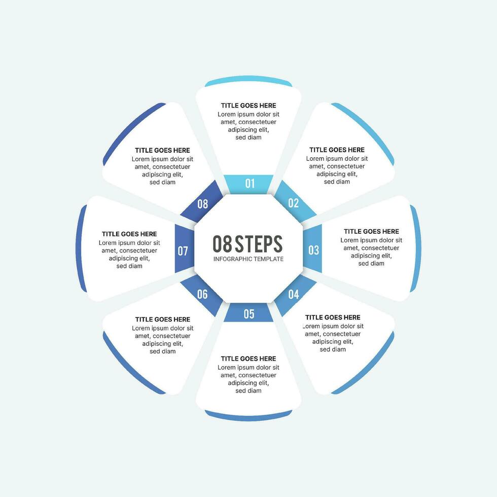 åtta steg alternativ cykel runda infographic mall vektor