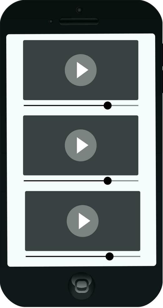 Multimedia Video Spieler gestalten auf ein Smartphone Anzeige Vektor Illustration. Video Streaming Symbol