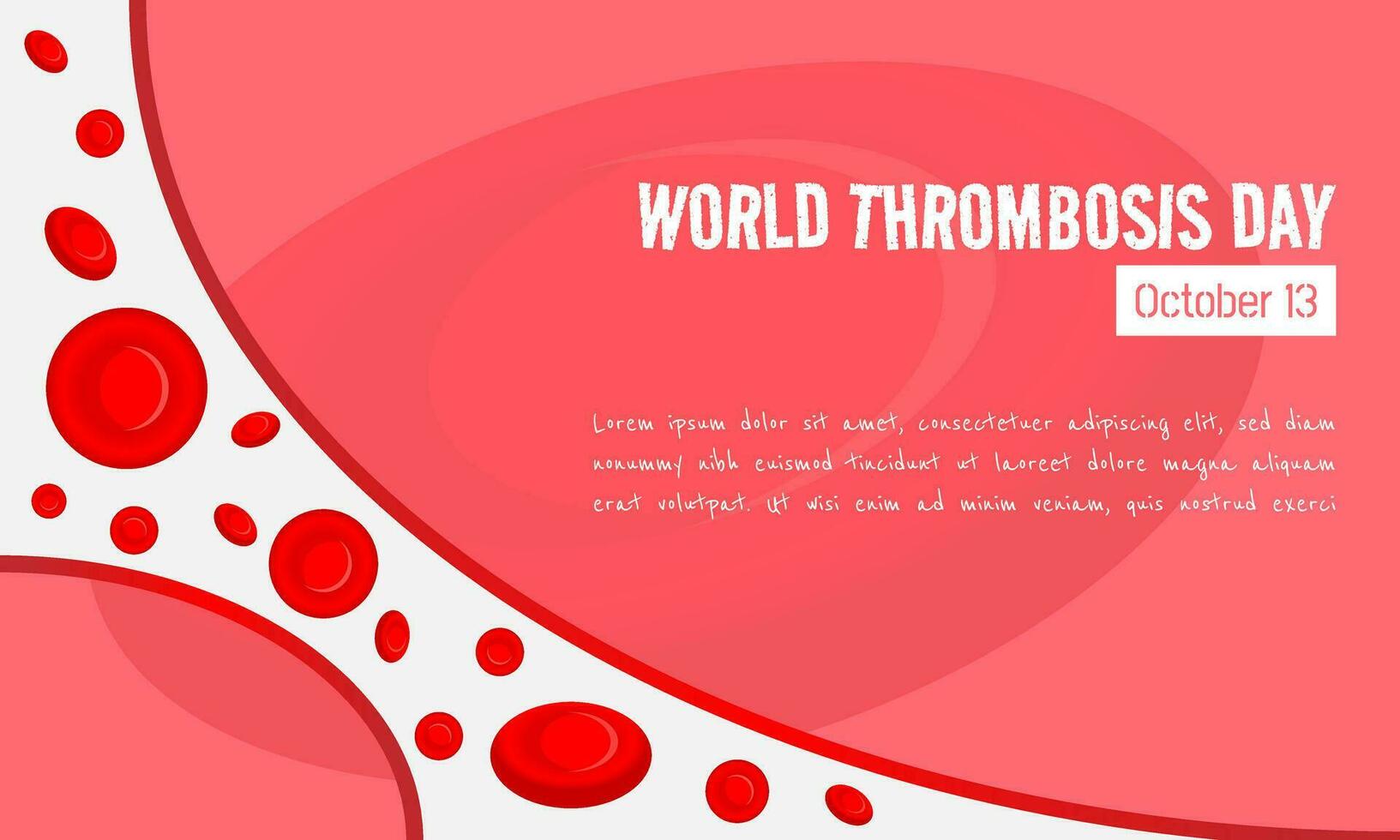 värld trombos dag mall med blodplättar strömma i de blod fartyg vektor
