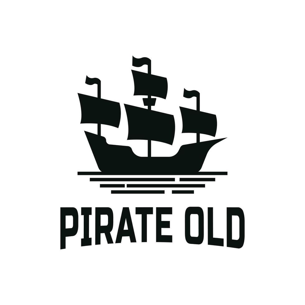 segling fartyg logotyp design aning, pirat gammal logotyp design vektor