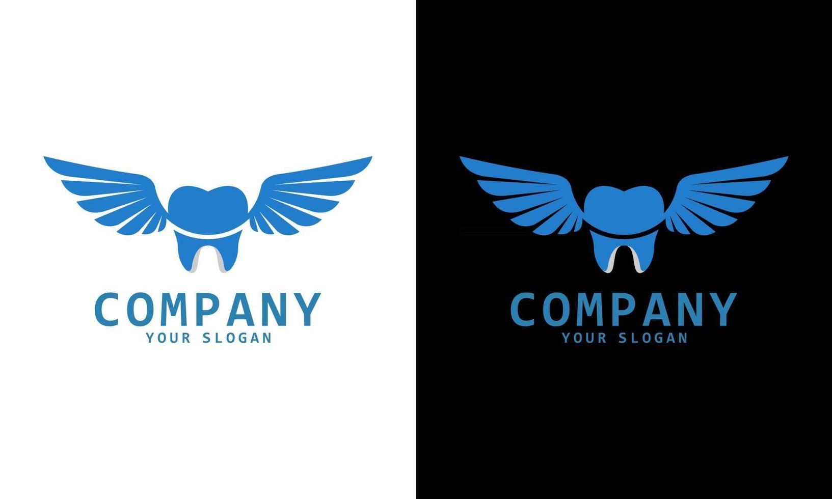 flygande vingar dental abstrakt vektor design logotyp mall kreativt papper kontor ikon koncept symbol affärsföretag